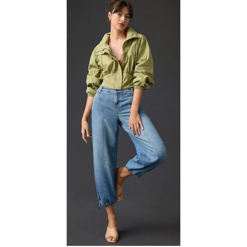 Pilcro Anthropologie‎ Beach Cargo Mid-Rise Jeans Size 27P Petite ankle tie